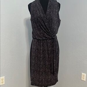 Michael Kors Gray Sheath Midi Dress V-Neck Tie Front